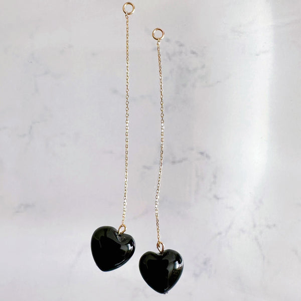 k10/k18 onyx coeur long chain charm ピアス イヤリング