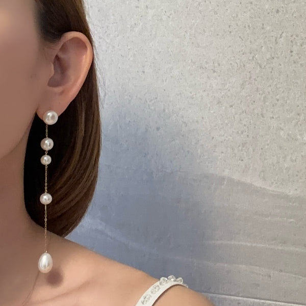 No.17 asymmetry wedding long ピアス イヤリング - hikari pearl.