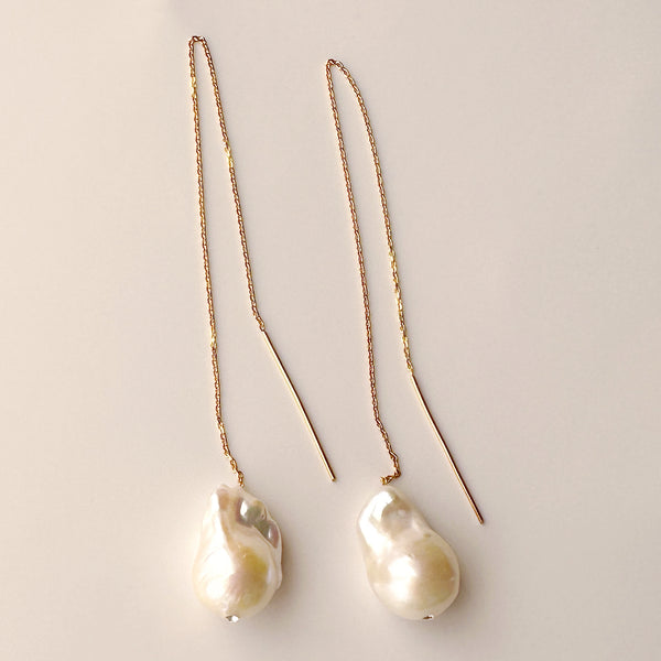 No.19 baroque  pearl long  weddingピアス イヤリング - hikari pearl.