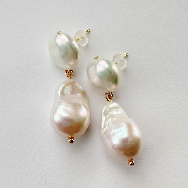 special coin oyster baroque  pearl weddingピアス イヤリング - hikari pearl.