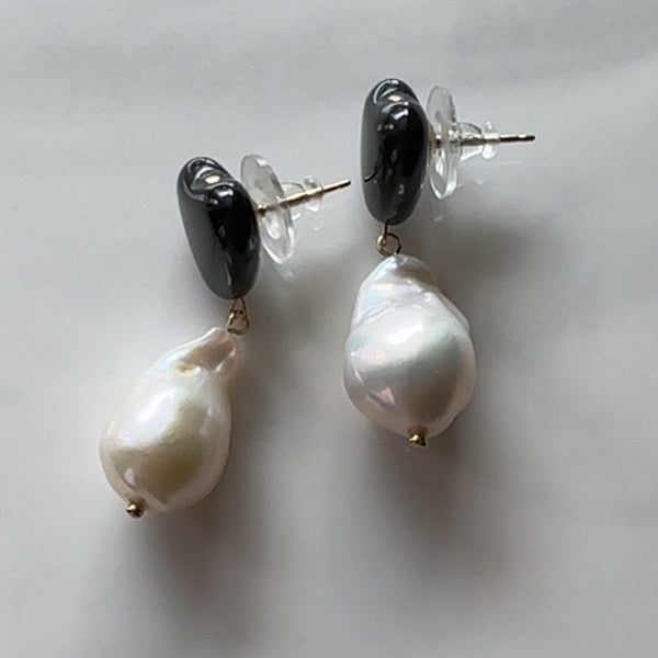 onyx coeur   oyster baroque pearl ピアス イヤリング