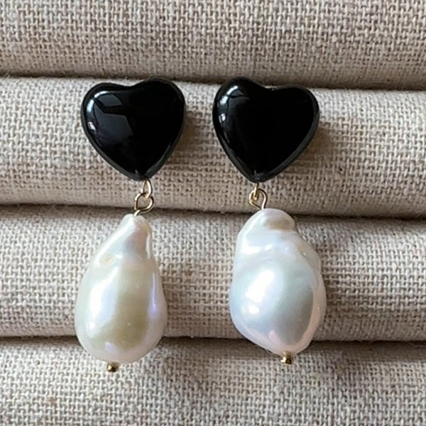 onyx coeur   oyster baroque pearl ピアス イヤリング