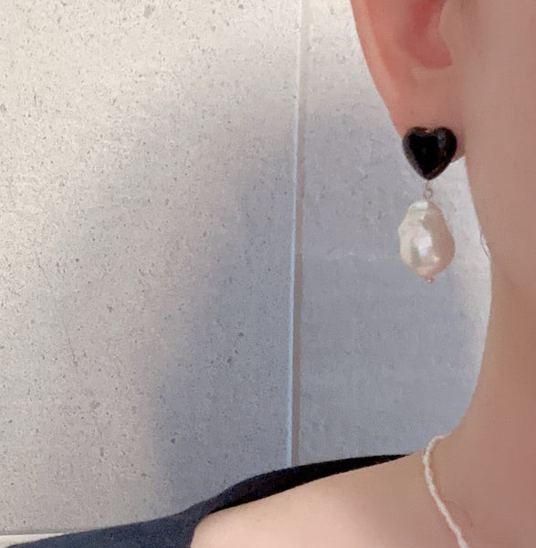 onyx coeur   oyster baroque pearl ピアス イヤリング