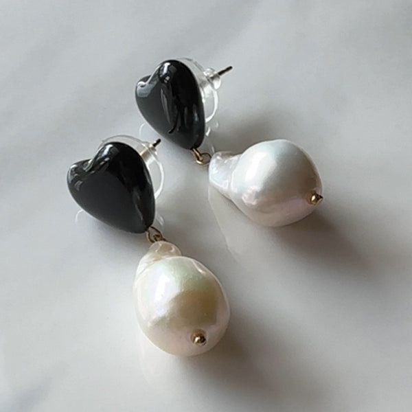 onyx coeur   oyster baroque pearl ピアス イヤリング