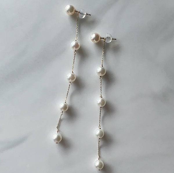 k10 chain 5 pearl  station weddingピアス イヤリング - hikari pearl.