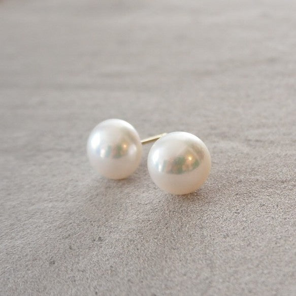14kgf Freshwater pearl button ピアス イヤリング - hikari pearl.