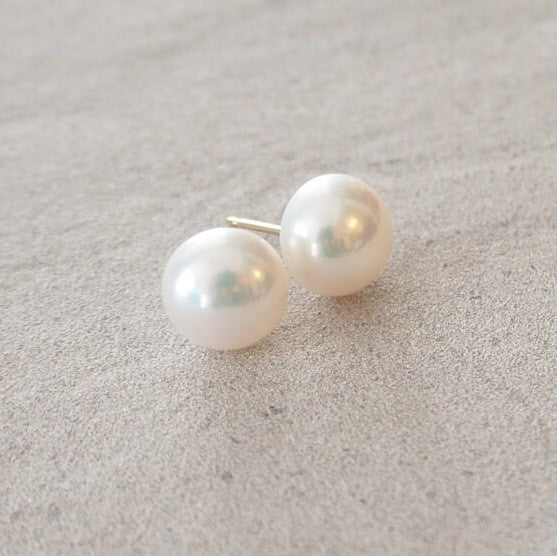 14kgf Freshwater pearl button ピアス イヤリング - hikari pearl.