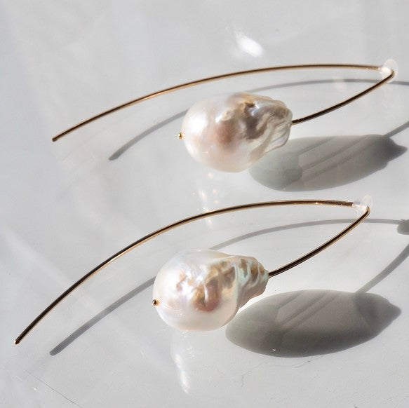14kgf Baroque  Fresh water Marquis ピアス - hikari pearl.