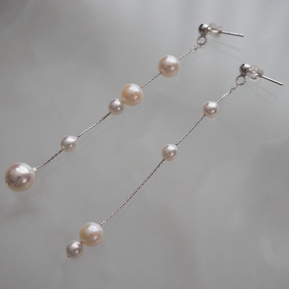 Akoya  pearl  asymmetry ピアス イヤリング - hikari pearl.