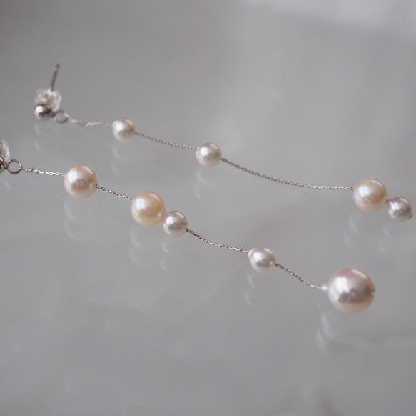 Akoya  pearl  asymmetry ピアス イヤリング - hikari pearl.