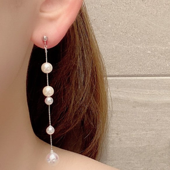 Akoya  pearl  asymmetry ピアス イヤリング - hikari pearl.