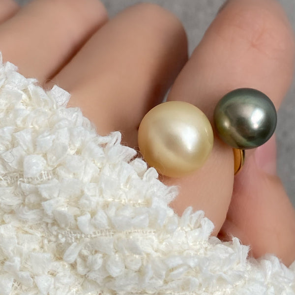 一点もの South Sea pearl Tahiti  double  pearl リング - hikari pearl.