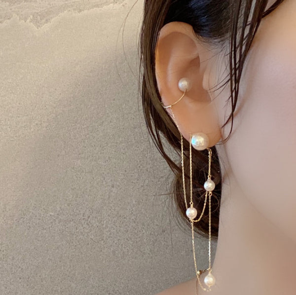 Fresh water  pearl asymmetry イヤーカフ ピアス イヤリング - hikari pearl.