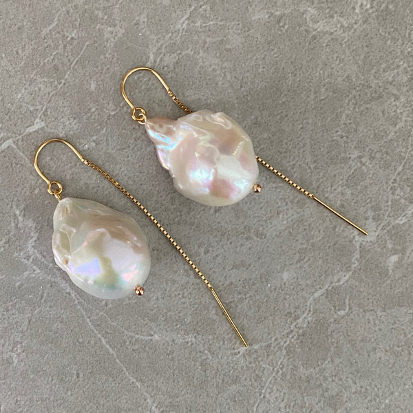 oyster baroque long chain hook ピアス - hikari pearl.