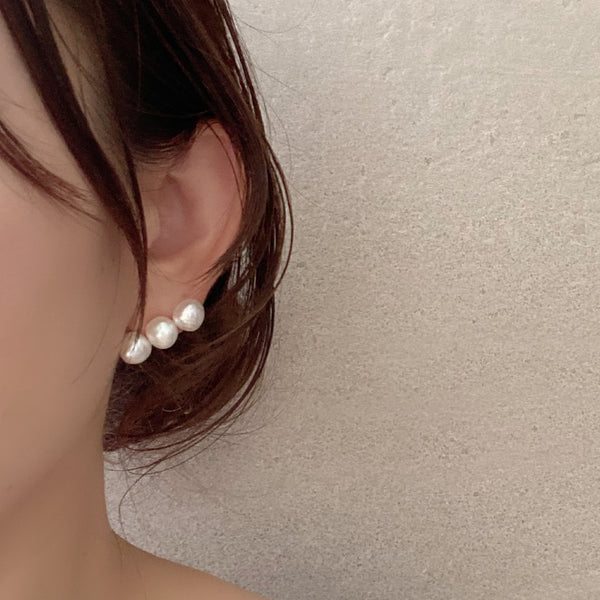 3 line baroque  pearl fresh water  ピアス イヤリング - hikari pearl.