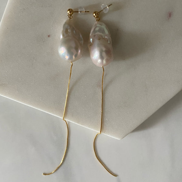 No.16 oyster baroque  pearl long wedding ピアス イヤリング - hikari pearl.
