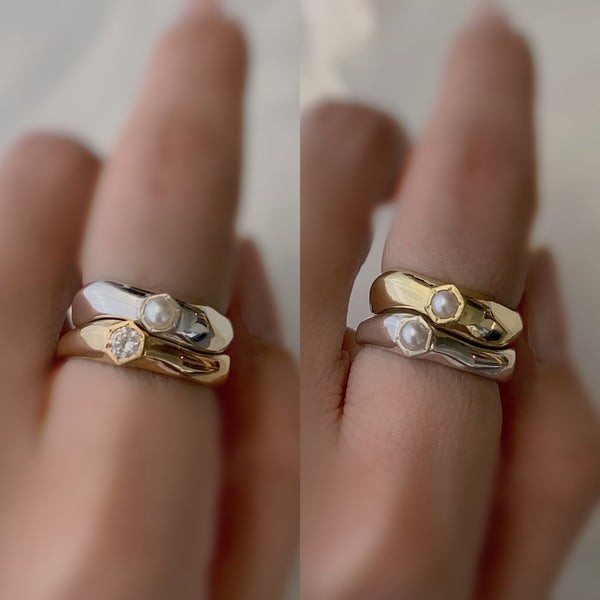幸せのお守りリング hexagon ring - hikari pearl.