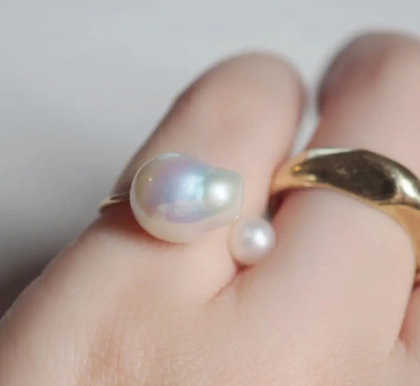 Fresh water Baroque double  pearl イヤーカフ リング - hikari pearl.