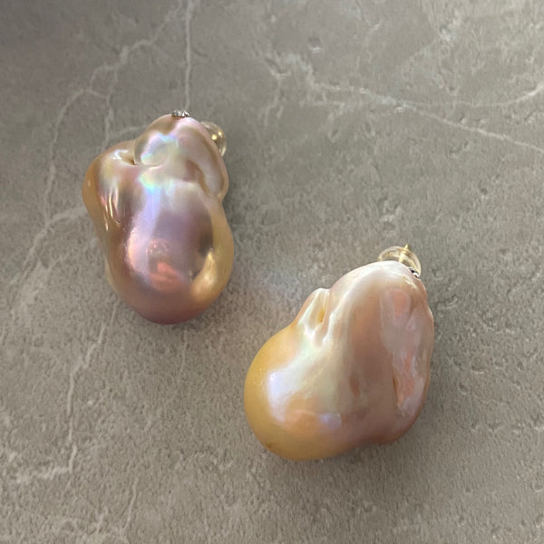 natural color baroque  pearl crystal nudeピアス イヤリング - hikari pearl.
