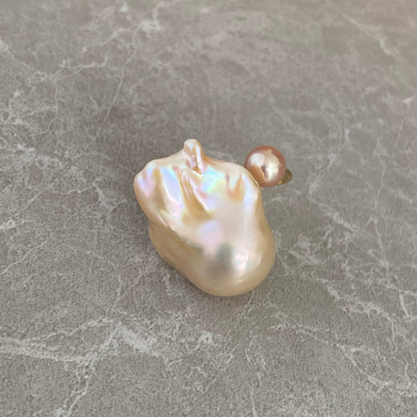 一点もの natural color baroque  double  pearl ring - hikari pearl.