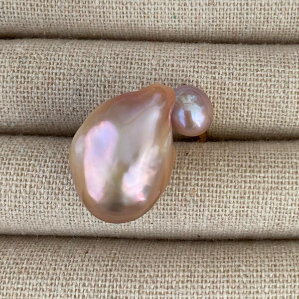 一点もの natural color baroque double  pearl ring - hikari pearl.