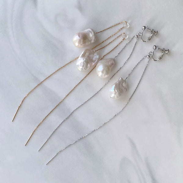 No.19 baroque  pearl long  weddingピアス イヤリング - hikari pearl.