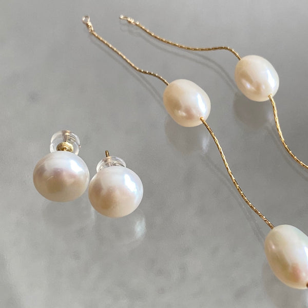 14kgf  3 egg  pearl  long ピアス イヤリング - hikari pearl.