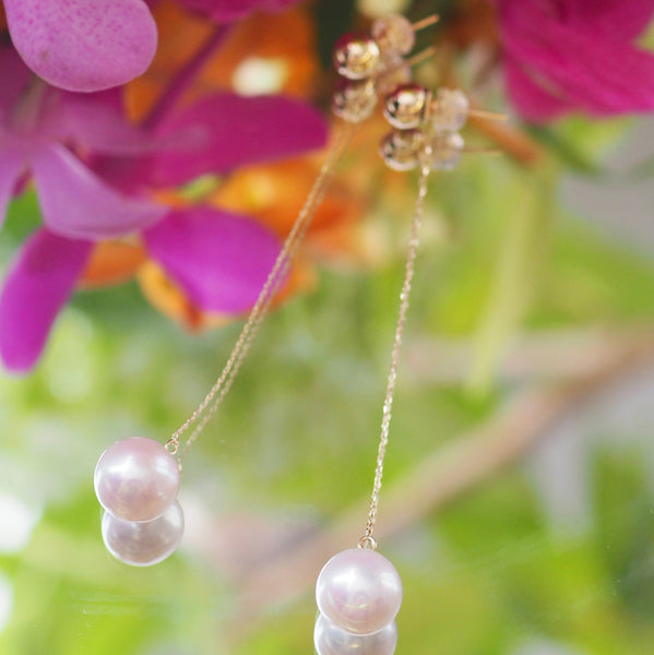 k10 teardrop  pearl gold ball long ピアス イヤリング - hikari pearl.