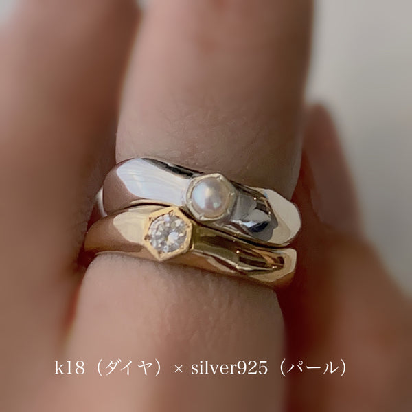 幸せのお守りリング hexagon ring - hikari pearl.