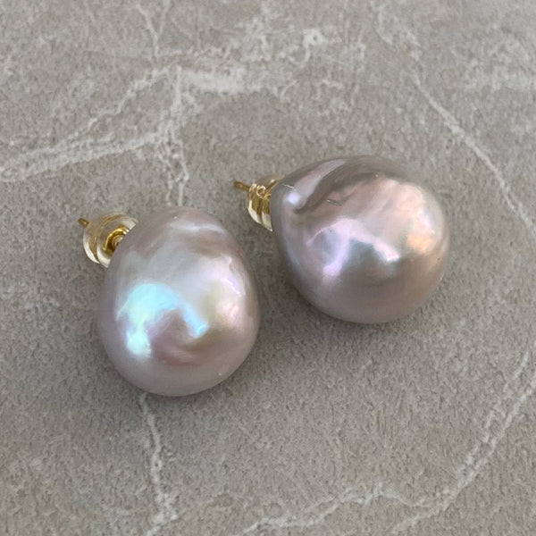 一点もの Baroque  pearl gray  k18 ピアス - hikari pearl.