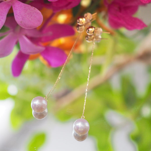 k10 teardrop  pearl gold ball long ピアス イヤリング - hikari pearl.