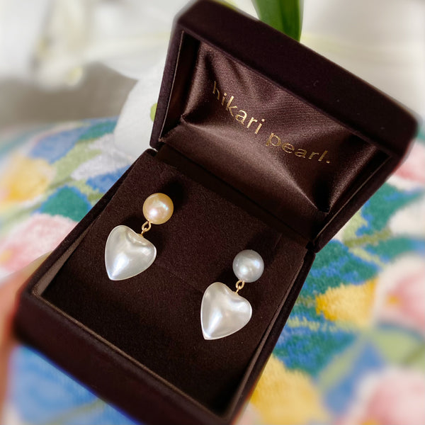 motif coeur couleur pâle  ピアス イヤリング - hikari pearl.