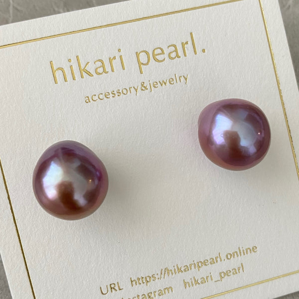 k18 high quality baroque  pearl natural color ピアス イヤリング - hikari pearl.