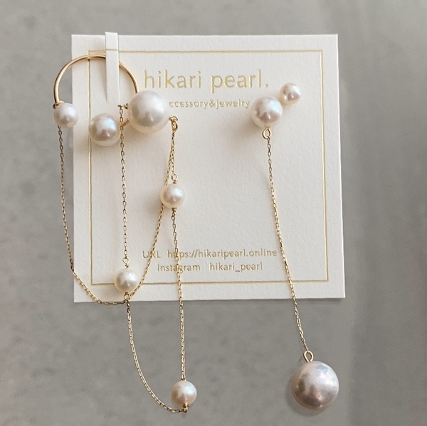 Fresh water  pearl asymmetry イヤーカフ ピアス イヤリング - hikari pearl.