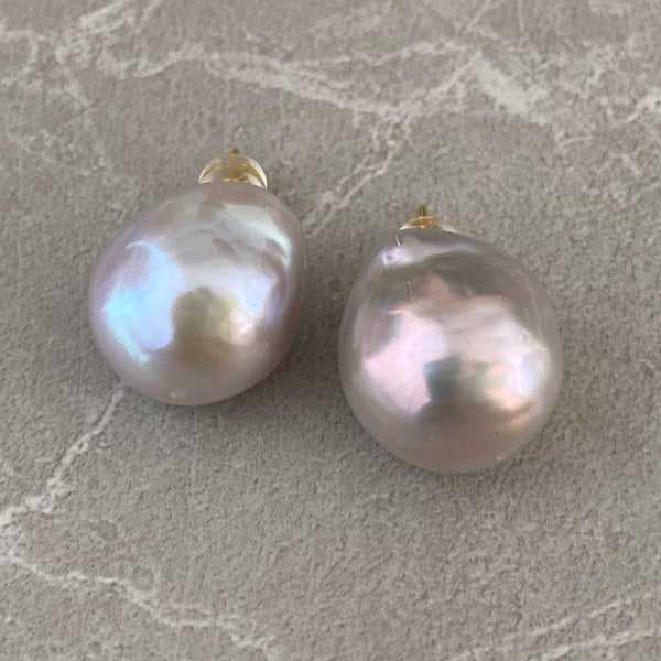 一点もの Baroque  pearl gray  k18 ピアス - hikari pearl.