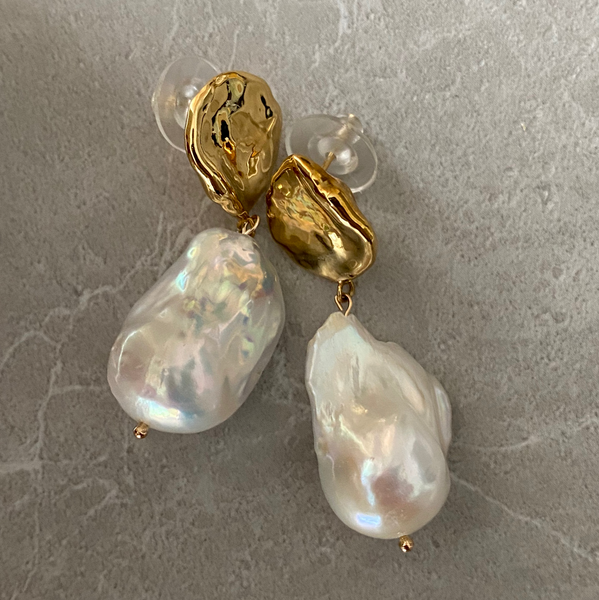asymmetry silver petal oyster baroque  pearl ピアス イヤリング - hikari pearl.