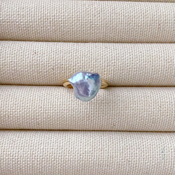 natural blue akoya ring セミオーダー - hikari pearl.