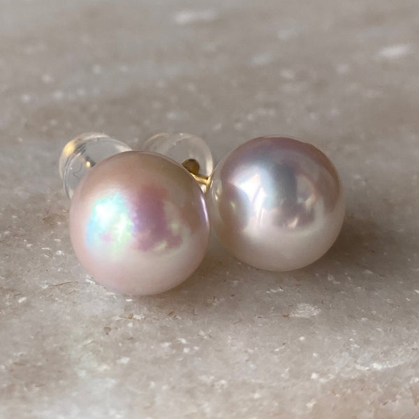 一点もの k18 Akoya  pearl nudeピアス - hikari pearl.