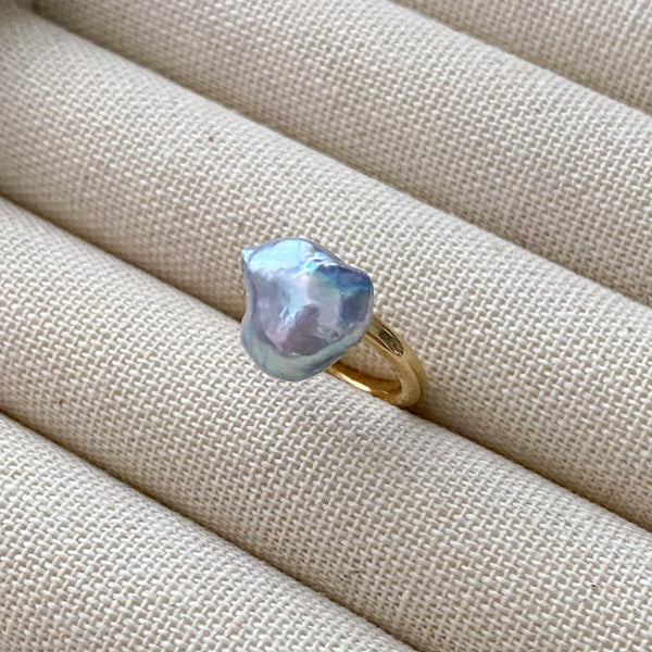 natural blue akoya ring セミオーダー - hikari pearl.