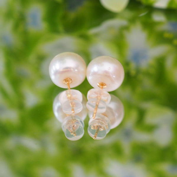 14kgf  Fresh water button  pearl ピアス - hikari pearl.