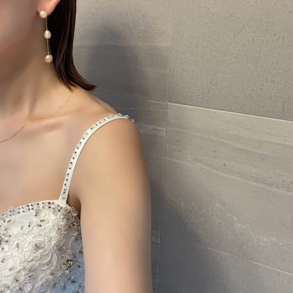 No.7 station  pearl long weddingピアス イヤリング - hikari pearl.
