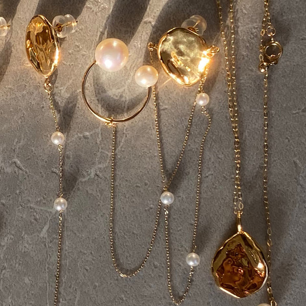 petal petit  pearl drapé station asymmetryピアス イヤーカフ - hikari pearl.