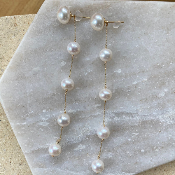 No.2 station pearl long weddingピアス イヤリング - hikari pearl.