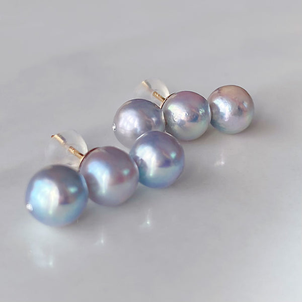 natural blue akoya 3  pearl aurora ピアス イヤリング - hikari pearl.