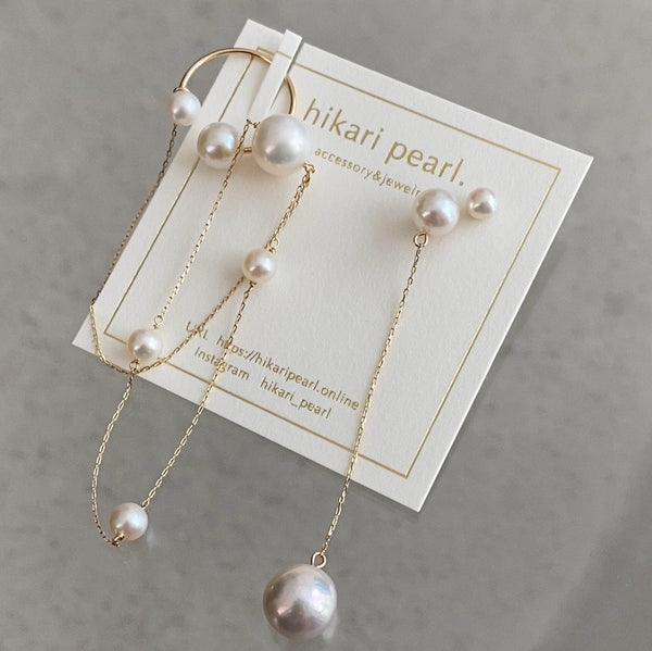 Fresh water  pearl asymmetry イヤーカフ ピアス イヤリング - hikari pearl.