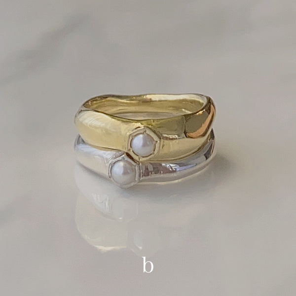 幸せのお守りリング hexagon ring - hikari pearl.