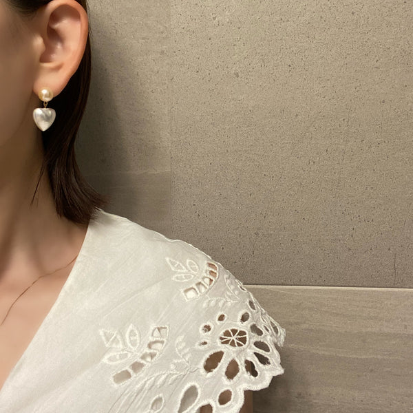 motif coeur couleur pâle  ピアス イヤリング - hikari pearl.