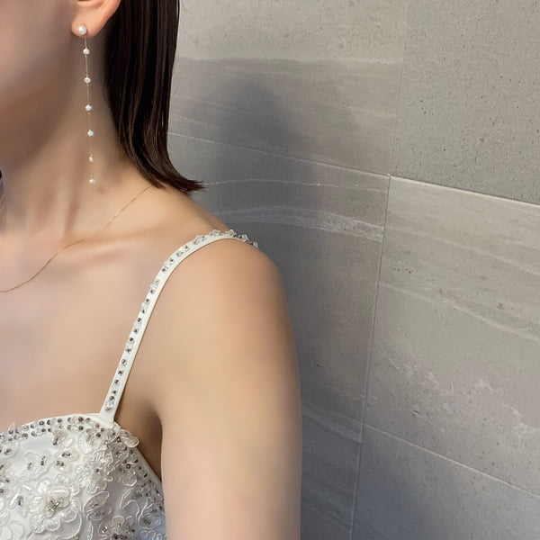 No.5 station  pearl long weddingピアス イヤリング - hikari pearl.