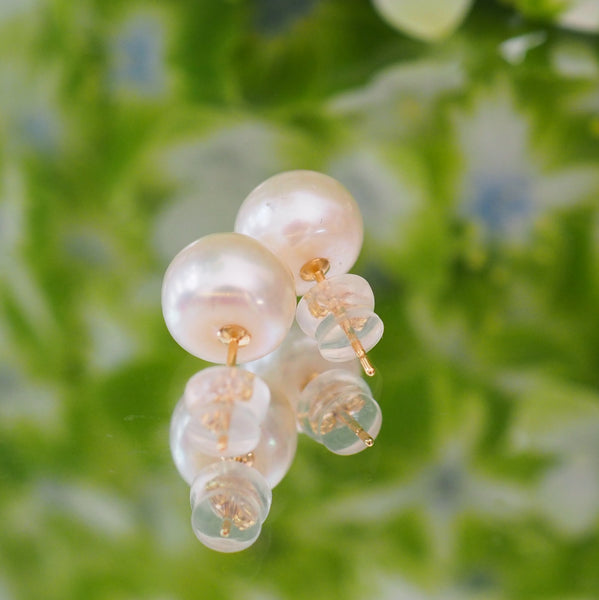 14kgf  Fresh water button  pearl ピアス - hikari pearl.