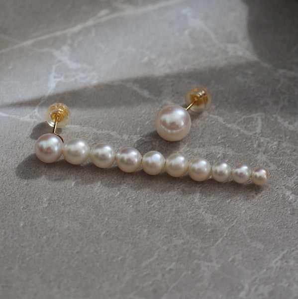 Gradation  pearl iline asymmetry ピアス イヤリング - hikari pearl.